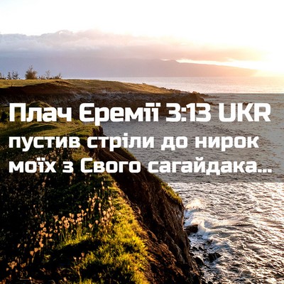 Picture 02 - Плач Єремії 3:13 UKR - пустив стріли до нирок - Bible Verse Picture