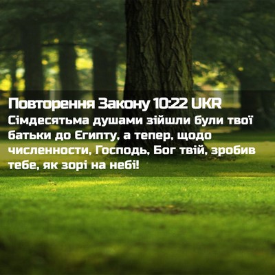 Picture 02 - Повторення Закону 10:22 UKR - Сімдесятьма душами зійшли - Bible Verse Picture