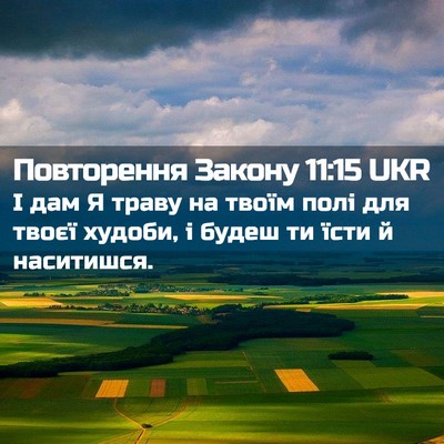 Picture 02 - Повторення Закону 11:15 UKR - І дам Я траву на твоїм полі - Bible Verse Picture