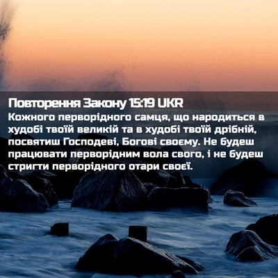 Picture 02 - Повторення Закону 15:19 UKR - Кожного перворідного - Bible Verse Picture