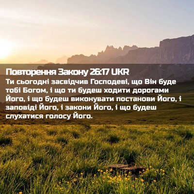 Picture 02 - Повторення Закону 26:17 UKR - Ти сьогодні засвідчив - Bible Verse Picture