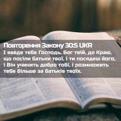 Picture 02 - Повторення Закону 30:5 UKR - І введе тебе Господь, Бог - Bible Verse Picture