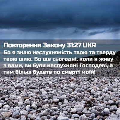 Picture 02 - Повторення Закону 31:27 UKR - Бо я знаю неслухняність - Bible Verse Picture