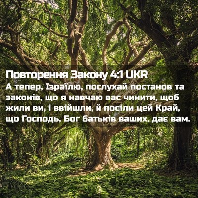 Picture 02 - Повторення Закону 4:1 UKR - А тепер, Ізраїлю, послухай - Bible Verse Picture