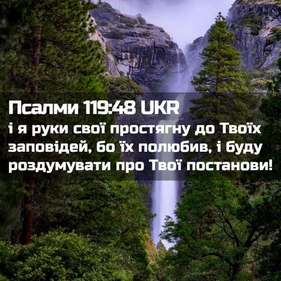 Picture 02 - Псалми 119:48 UKR - і я руки свої простягну до - Bible Verse Picture