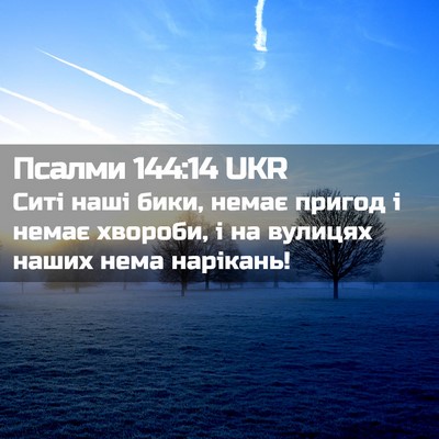 Picture 02 - Псалми 144:14 UKR - Ситі наші бики, немає - Bible Verse Picture