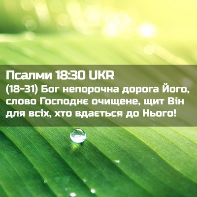 Picture 02 - Псалми 18:30 UKR - (18-31) Бог непорочна дорога - Bible Verse Picture