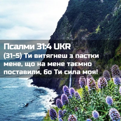 Picture 02 - Псалми 31:4 UKR - (31-5) Ти витягнеш з пастки - Bible Verse Picture