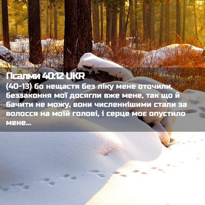 Picture 02 - Псалми 40:12 UKR - (40-13) бо нещастя без ліку - Bible Verse Picture