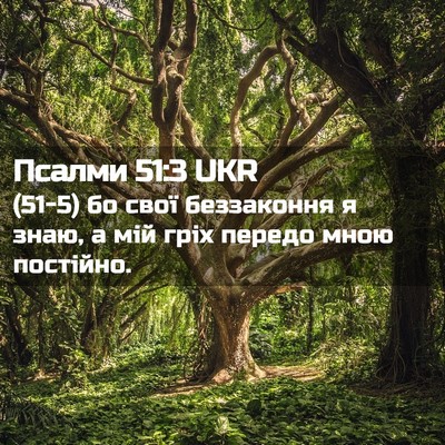 Picture 02 - Псалми 51:3 UKR - (51-5) бо свої беззаконня я - Bible Verse Picture