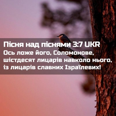 Picture 02 - Пісня над піснями 3:7 UKR - Ось ложе його, Соломонове, - Bible Verse Picture