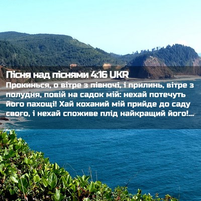 Picture 02 - Пісня над піснями 4:16 UKR - Прокинься, о вітре з - Bible Verse Picture
