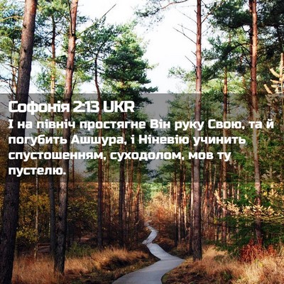 Picture 02 - Софонія 2:13 UKR - І на північ простягне Він - Bible Verse Picture