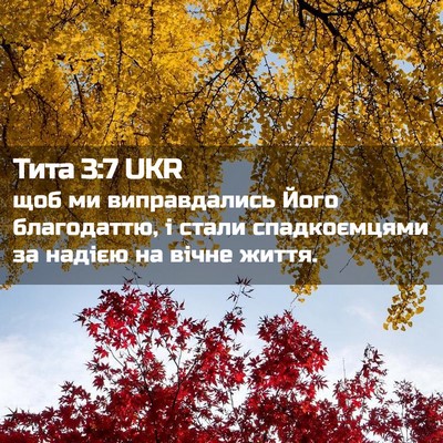 Picture 02 - Тита 3:7 UKR - щоб ми виправдались Його - Bible Verse Picture