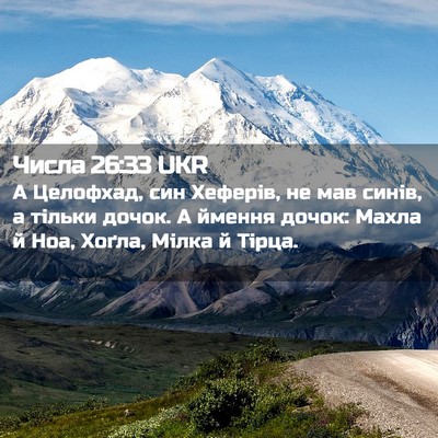 Picture 02 - Числа 26:33 UKR - А Целофхад, син Хеферів, не - Bible Verse Picture