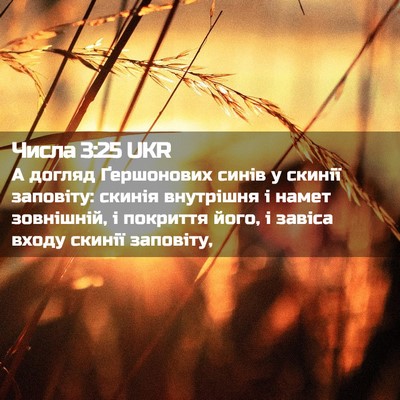 Picture 02 - Числа 3:25 UKR - А догляд Ґершонових синів - Bible Verse Picture