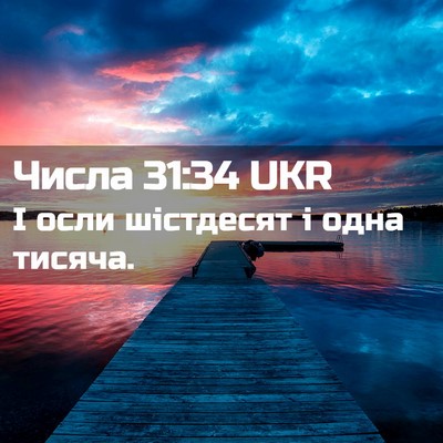 Picture 02 - Числа 31:34 UKR - І осли шістдесят і одна - Bible Verse Picture