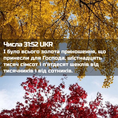 Picture 02 - Числа 31:52 UKR - І було всього золота - Bible Verse Picture