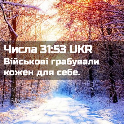 Picture 02 - Числа 31:53 UKR - Військові грабували кожен - Bible Verse Picture