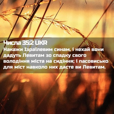 Picture 02 - Числа 35:2 UKR - Накажи Ізраїлевим синам, і - Bible Verse Picture