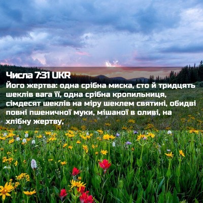 Picture 02 - Числа 7:31 UKR - Його жертва: одна срібна - Bible Verse Picture