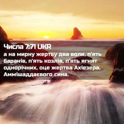 Picture 02 - Числа 7:71 UKR - а на мирну жертву два воли, - Bible Verse Picture