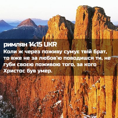 Picture 02 - римлян 14:15 UKR - Коли ж через поживу сумує - Bible Verse Picture
