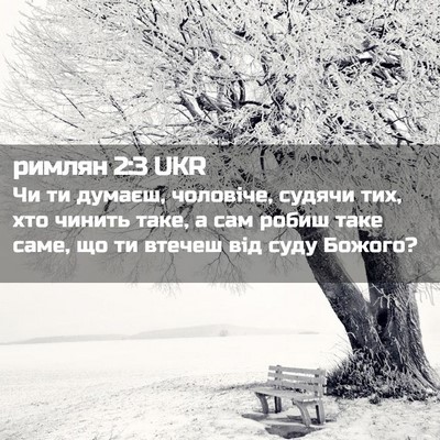 Picture 02 - римлян 2:3 UKR - Чи ти думаєш, чоловіче, - Bible Verse Picture