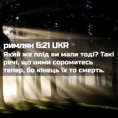 Picture 02 - римлян 6:21 UKR - Який же плід ви мали тоді? - Bible Verse Picture