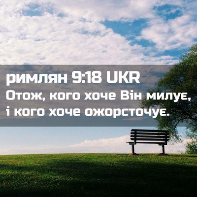 Picture 02 - римлян 9:18 UKR - Отож, кого хоче Він милує, і - Bible Verse Picture