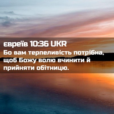 Picture 02 - євреїв 10:36 UKR - Бо вам терпеливість - Bible Verse Picture