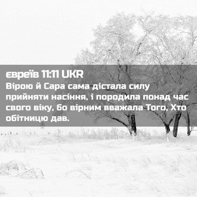 Picture 02 - євреїв 11:11 UKR - Вірою й Сара сама дістала - Bible Verse Picture