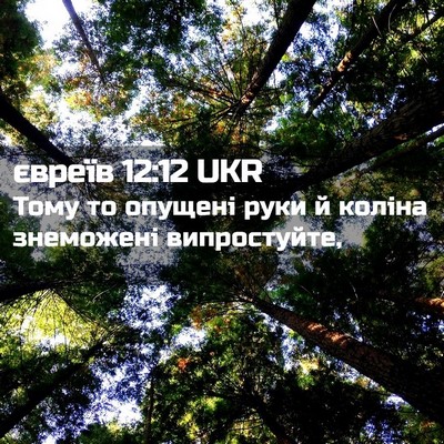 Picture 02 - євреїв 12:12 UKR - Тому то опущені руки й - Bible Verse Picture