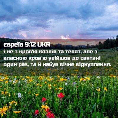 Picture 02 - євреїв 9:12 UKR - і не з кров'ю козлів та - Bible Verse Picture