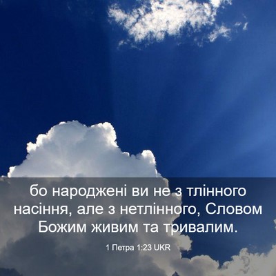 Picture 03 - 1 Петра 1:23 UKR - бо народжені ви не з - Bible Verse Picture