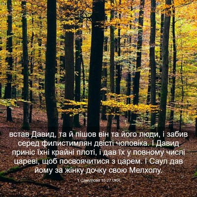 Picture 03 - 1 Самуїлова 18:27 UKR - встав Давид, та й пішов він - Bible Verse Picture