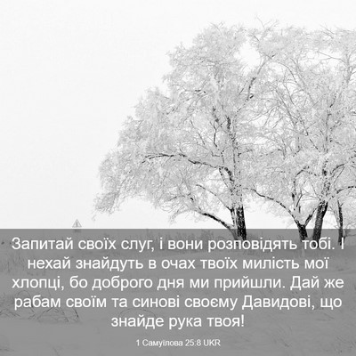 Picture 03 - 1 Самуїлова 25:8 UKR - Запитай своїх слуг, і вони - Bible Verse Picture