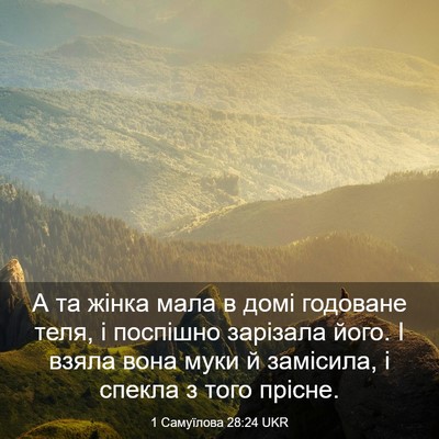 Picture 03 - 1 Самуїлова 28:24 UKR - А та жінка мала в домі - Bible Verse Picture