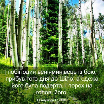 Picture 03 - 1 Самуїлова 4:12 UKR - І побіг один веніяминівець - Bible Verse Picture