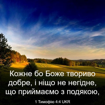 Picture 03 - 1 Тимофію 4:4 UKR - Кожне бо Боже твориво - Bible Verse Picture