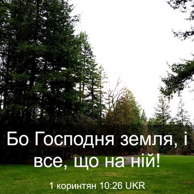 Picture 03 - 1 коринтян 10:26 UKR - Бо Господня земля, і все, що - Bible Verse Picture