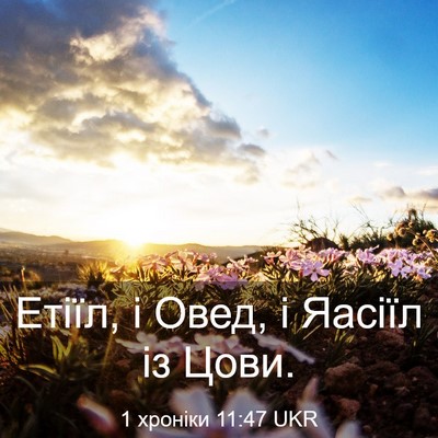 Picture 03 - 1 хроніки 11:47 UKR - Етіїл, і Овед, і Яасіїл із - Bible Verse Picture