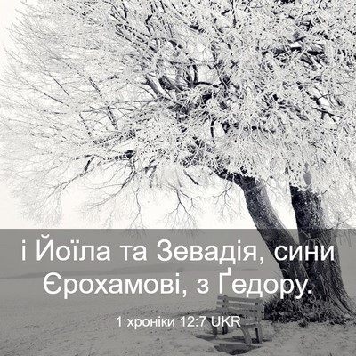 Picture 03 - 1 хроніки 12:7 UKR - і Йоїла та Зевадія, сини - Bible Verse Picture