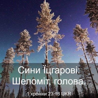 Picture 03 - 1 хроніки 23:18 UKR - Сини Їцгарові: Шеломіт, - Bible Verse Picture