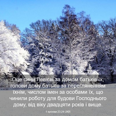 Picture 03 - 1 хроніки 23:24 UKR - Оце сини Левієві за домом - Bible Verse Picture
