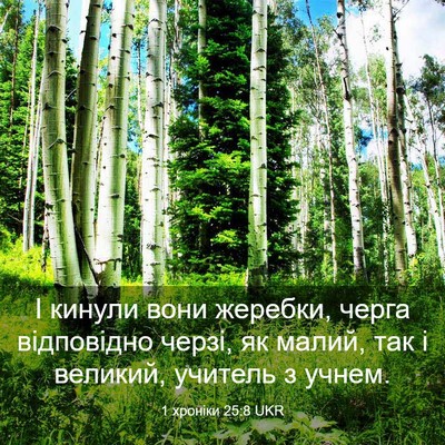 Picture 03 - 1 хроніки 25:8 UKR - І кинули вони жеребки, - Bible Verse Picture