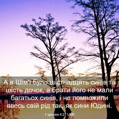 Picture 03 - 1 хроніки 4:27 UKR - А в Шім'ї було шістнадцять - Bible Verse Picture