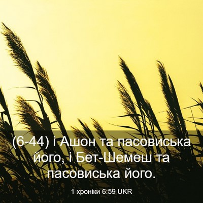 Picture 03 - 1 хроніки 6:59 UKR - (6-44) і Ашон та пасовиська - Bible Verse Picture