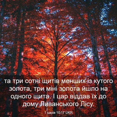 Picture 03 - 1 царів 10:17 UKR - та три сотні щитів менших - Bible Verse Picture