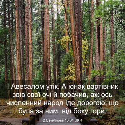 Picture 03 - 2 Самуїлова 13:34 UKR - І Авесалом утік. А юнак - Bible Verse Picture